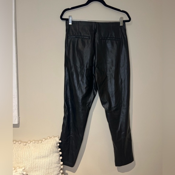 Old Navy Faux Leather Straight Leg Ankle Length Slacks - Size 10 in Jet Black - Picture 7 of 10